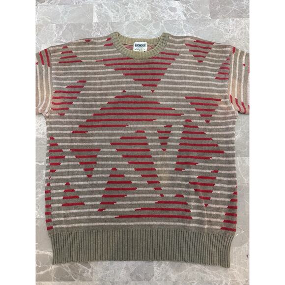 Vintage 90’s SKYR Ramie Knit Pullover Sweater Mens L Made in Hong Kong Geometric - Picture 1 of 10